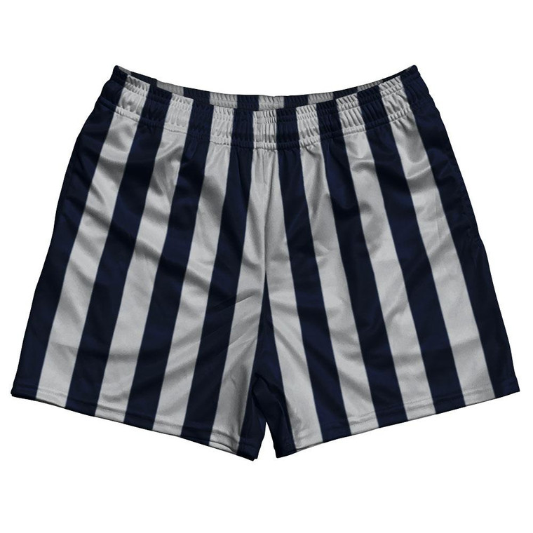 Navy Blue & Medium Gray Rugby Gym Short 5 Inch Inseam With Pockets Made In USA - Navy Blue & Medium Gray