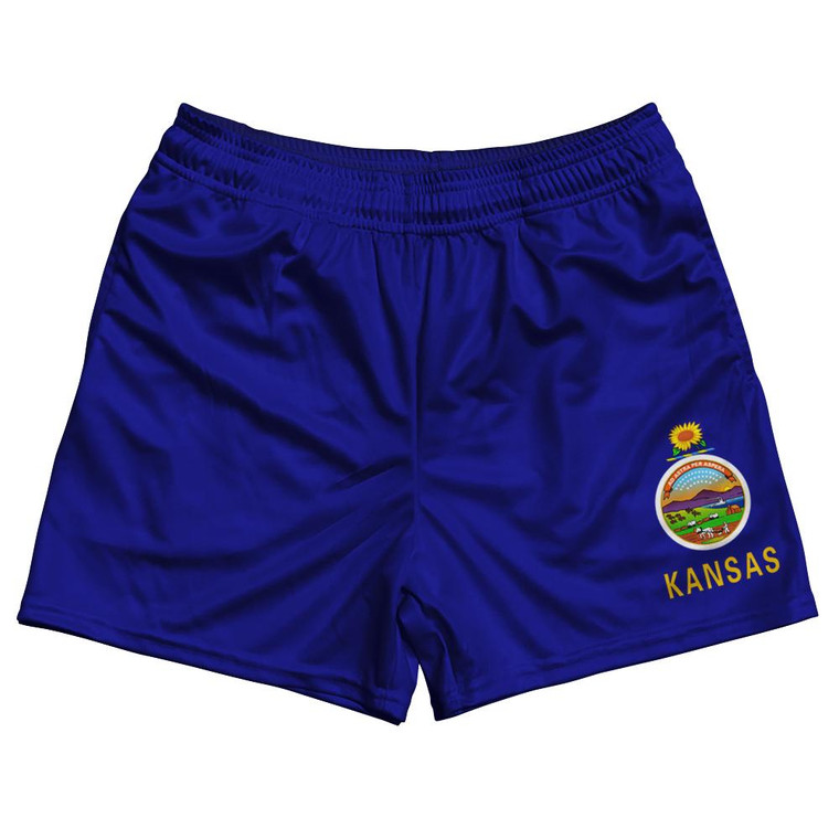 Kansas US State Flag Rugby Shorts Made In USA by Rugby Shorts