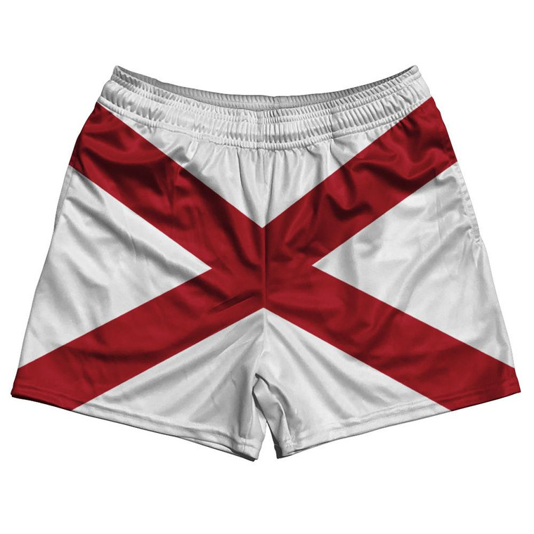Alabama US State Flag Rugby Shorts Made In USA by Rugby Shorts