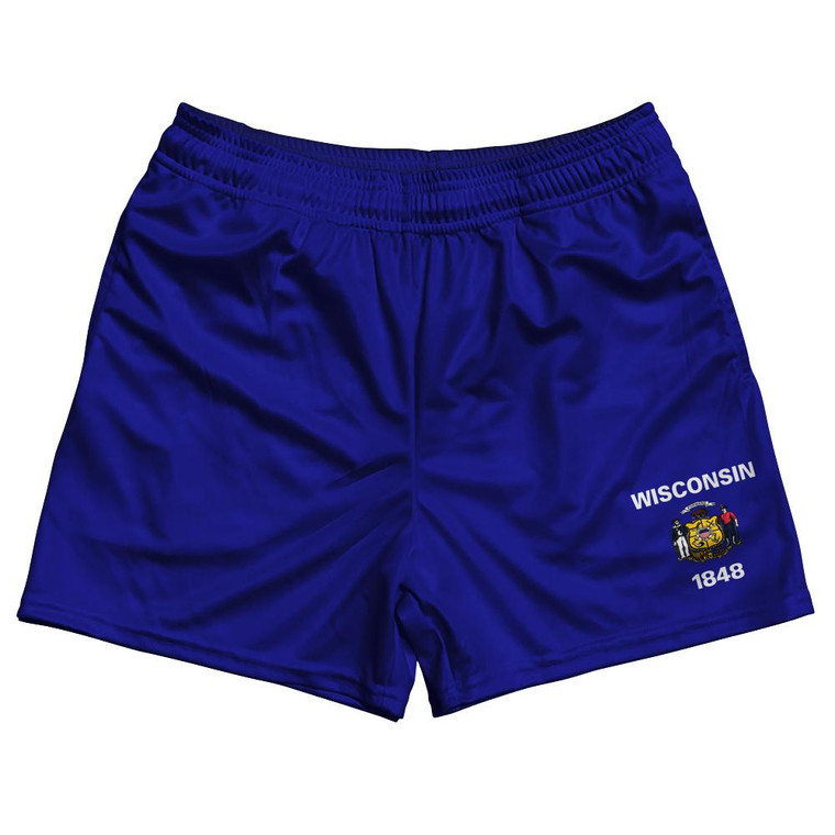 Wisconsin US State Flag Rugby Shorts Made In USA by Rugby Shorts
