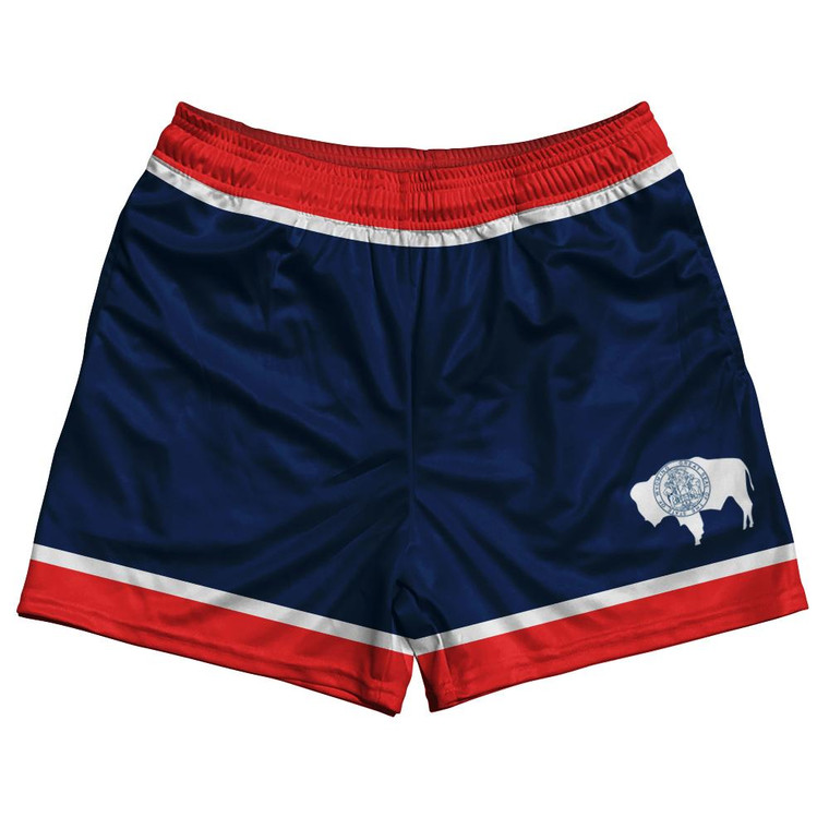 Wyoming US State Flag Rugby Shorts Made In USA by Rugby Shorts