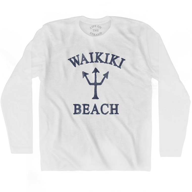 Hawaii Waikiki Beach Trident Adult Cotton Long Sleeve T-Shirt by Ultras