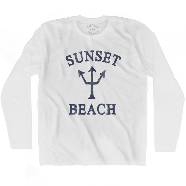 Hawaii Sunset Beach Trident Adult Cotton Long Sleeve T-Shirt by Ultras