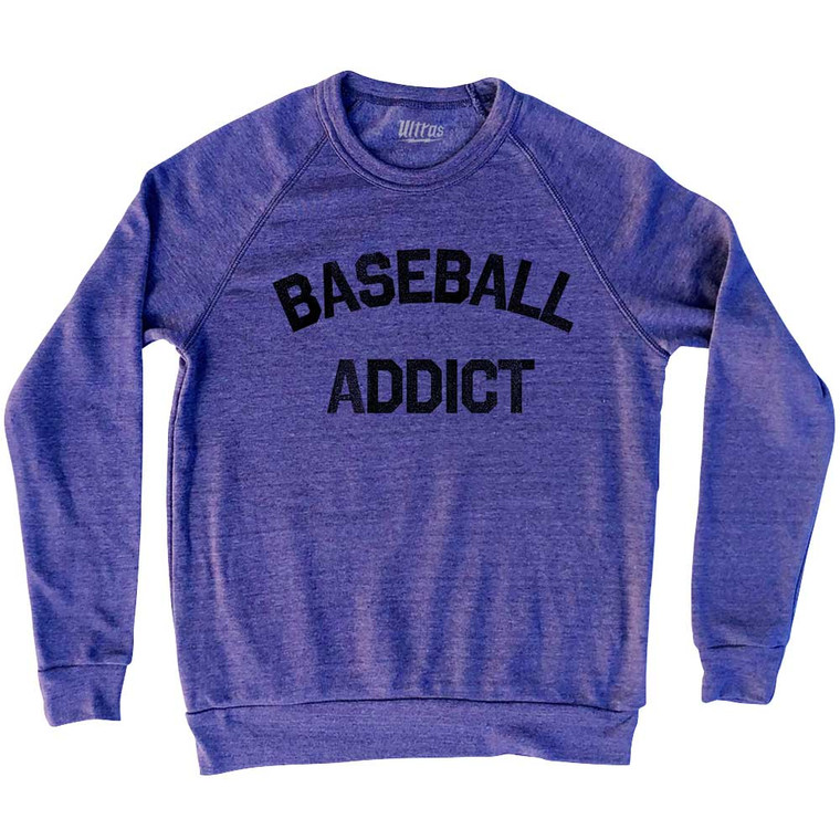 Baseball Addict Adult Tri-Blend Sweatshirt - White