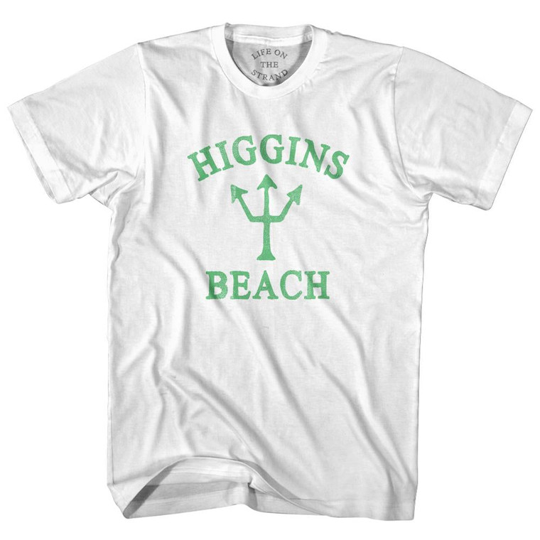 Maine Higgins Beach Emerald Art Trident Adult Cotton T-Shirt by Life on the Strand