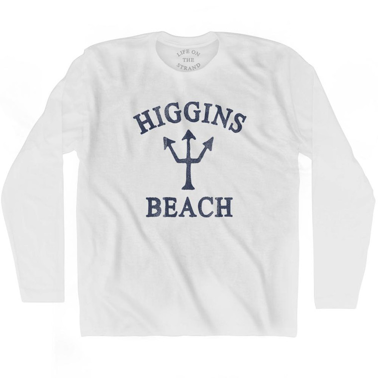 Maine Higgins Beach Trident Adult Cotton Long Sleeve T-Shirt by Life on the Strand