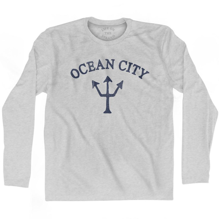 Maine Ocean City Trident Adult Cotton Long Sleeve T-Shirt by Life on the Strand