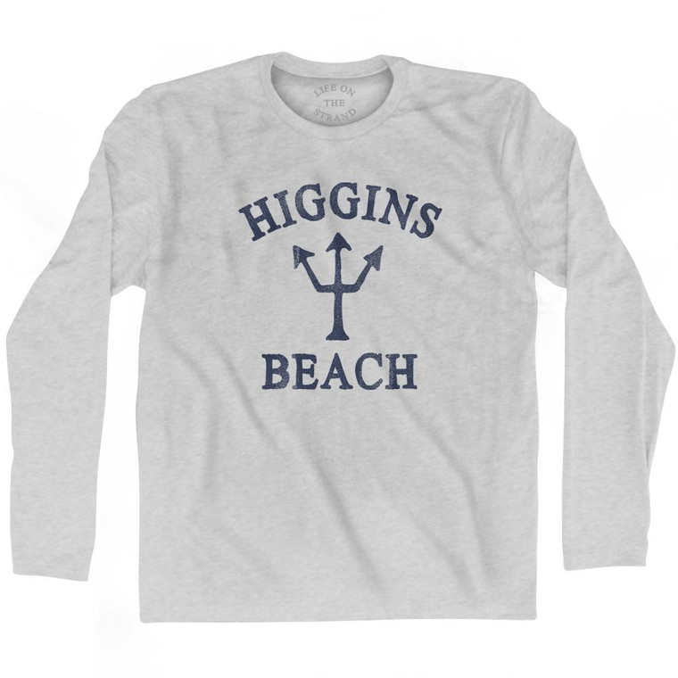 Maine Higgins Beach Trident Adult Cotton Long Sleeve T-Shirt by Life on the Strand