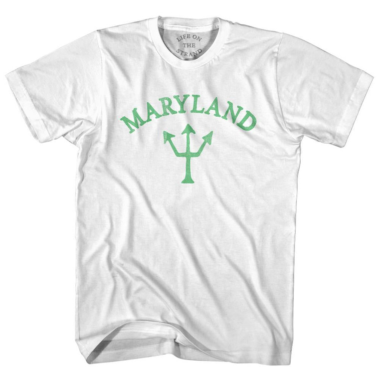 Maine Maryland Emerald Art Trident Youth Cotton T-Shirt by Life on the Strand