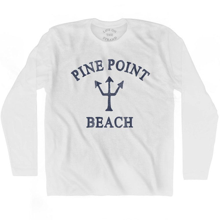 Maine Pine Point Beach Trident Adult Cotton Long Sleeve T-Shirt by Life on the Strand