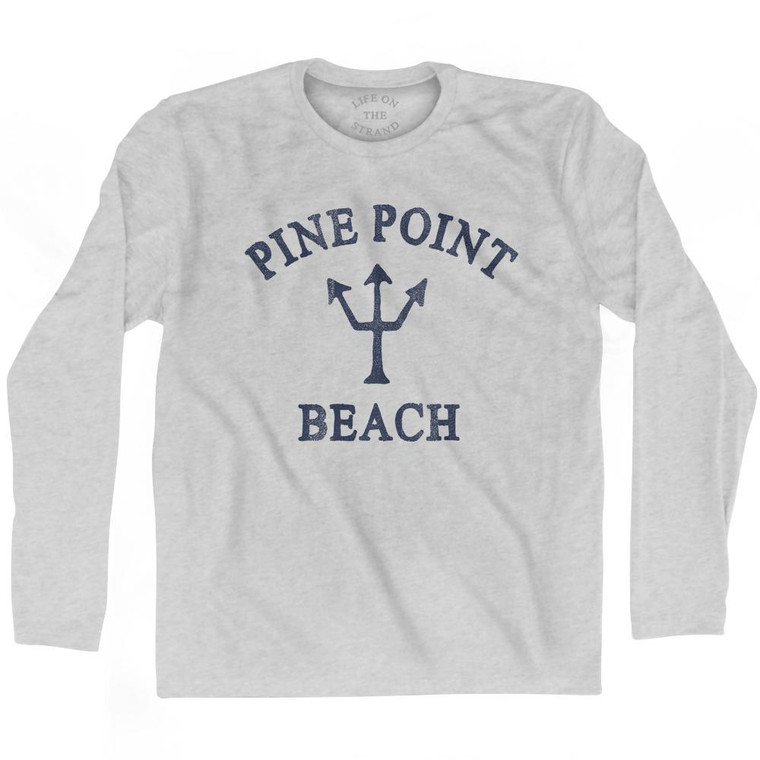 Maine Pine Point Beach Trident Adult Cotton Long Sleeve T-Shirt by Life on the Strand