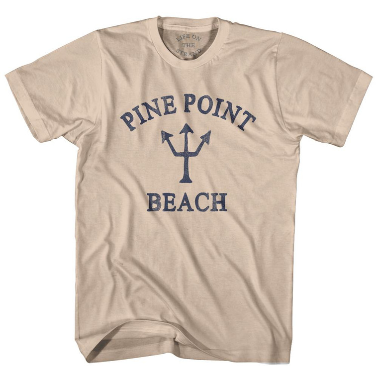 Maine Pine Point Beach Trident Adult Cotton T-Shirt by Life on the Strand