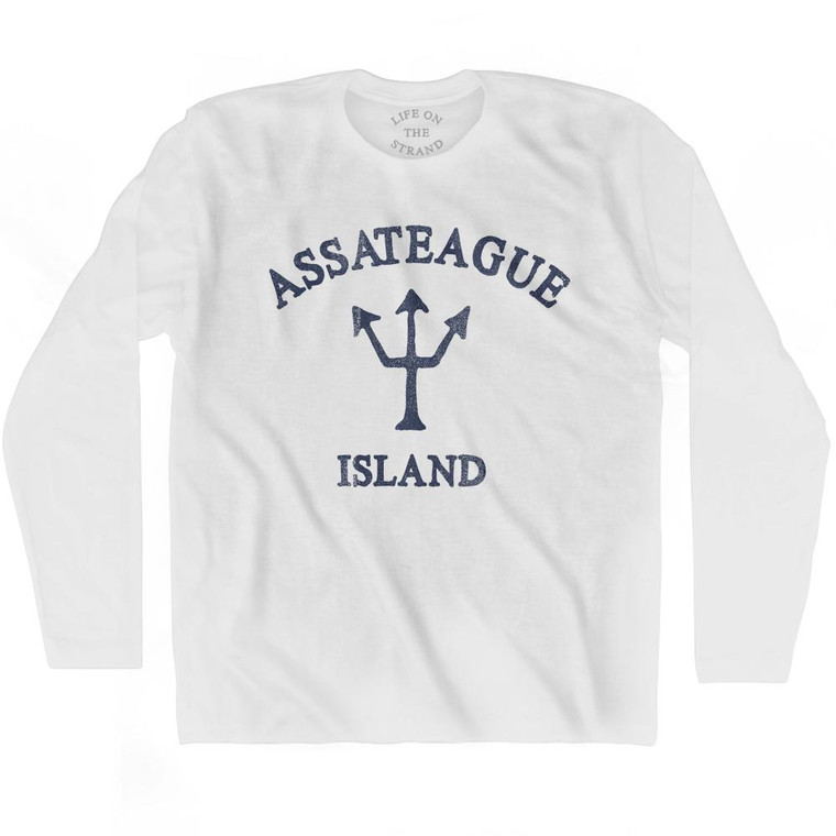 Maine Assateague Island Trident Adult Cotton Long Sleeve T-Shirt by Life on the Strand