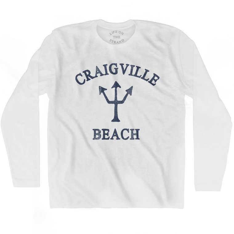 Massachusetts Craigville Beach Trident Adult Cotton Long Sleeve T-Shirt by Life on the Strand