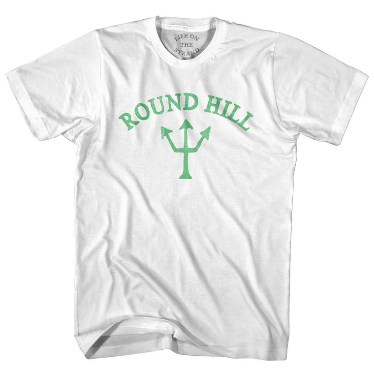 Massachusetts Round Hill Emerald Art Trident Adult Cotton T-Shirt by Life on the Strand