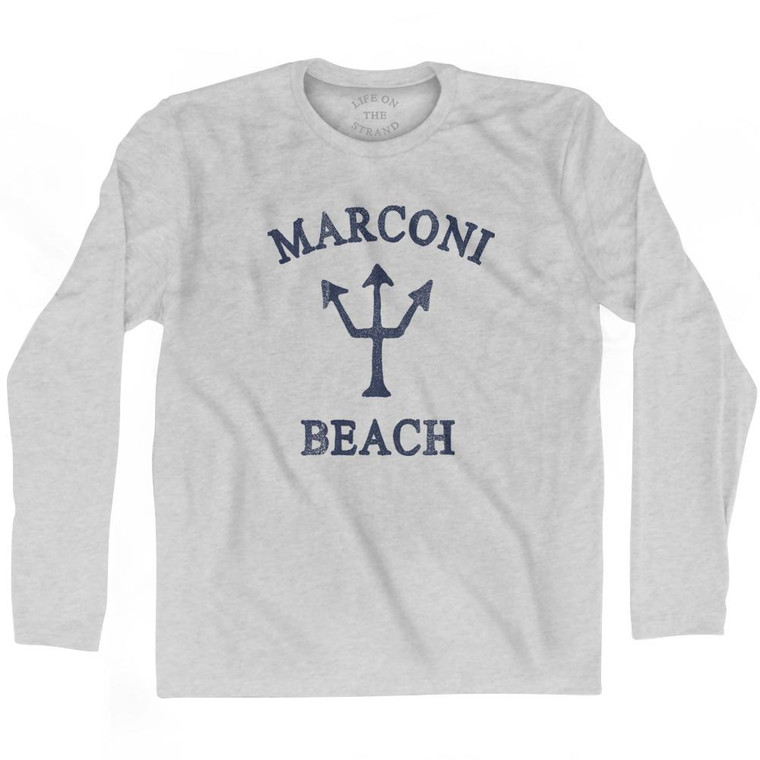 Massachusetts Marconi Beach Trident Adult Cotton Long Sleeve T-Shirt by Life on the Strand