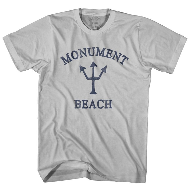 Massachusetts Monument Beach Trident Adult Cotton T-Shirt by Life on the Strand