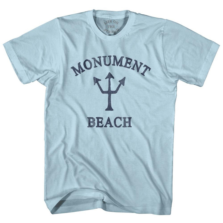 Massachusetts Monument Beach Trident Adult Cotton T-Shirt by Life on the Strand