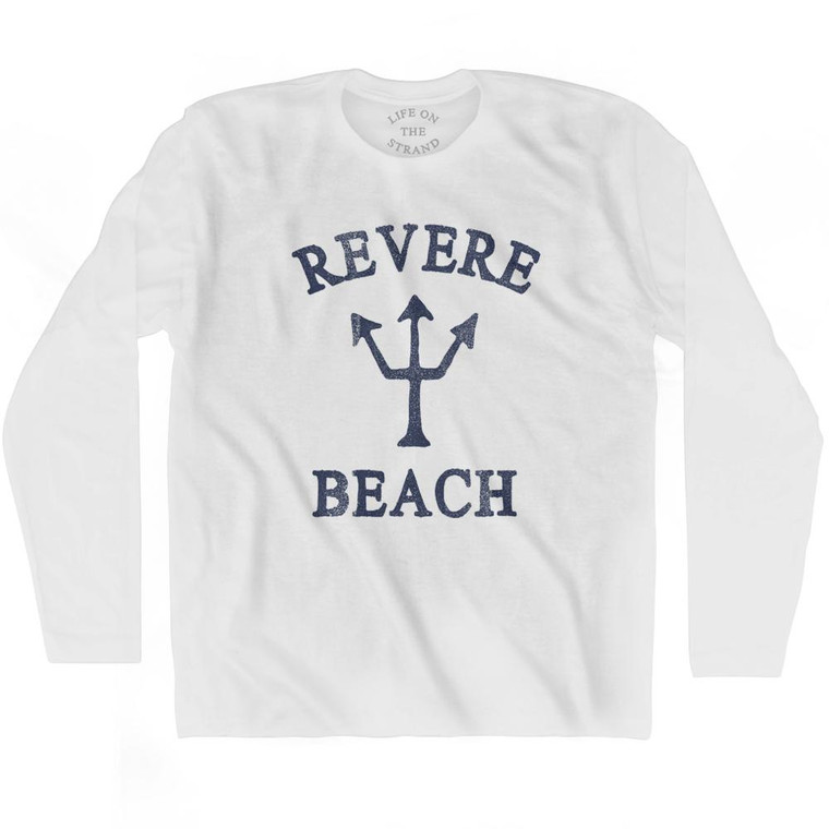 Massachusetts Revere Beach Trident Adult Cotton Long Sleeve T-Shirt by Life on the Strand