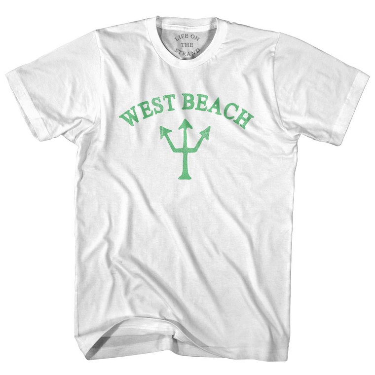 Massachusetts West Beach Emerald Art Trident Womens Cotton Junior Cut T-Shirt by Life on the Strand