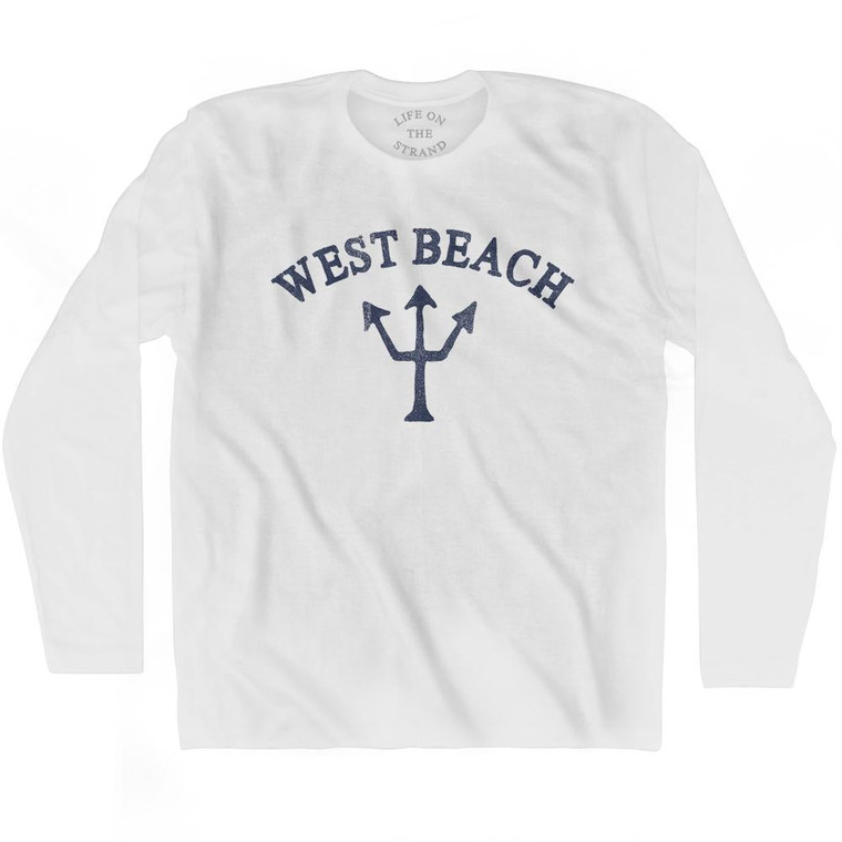 Massachusetts West Beach Trident Adult Cotton Long Sleeve T-Shirt by Life on the Strand