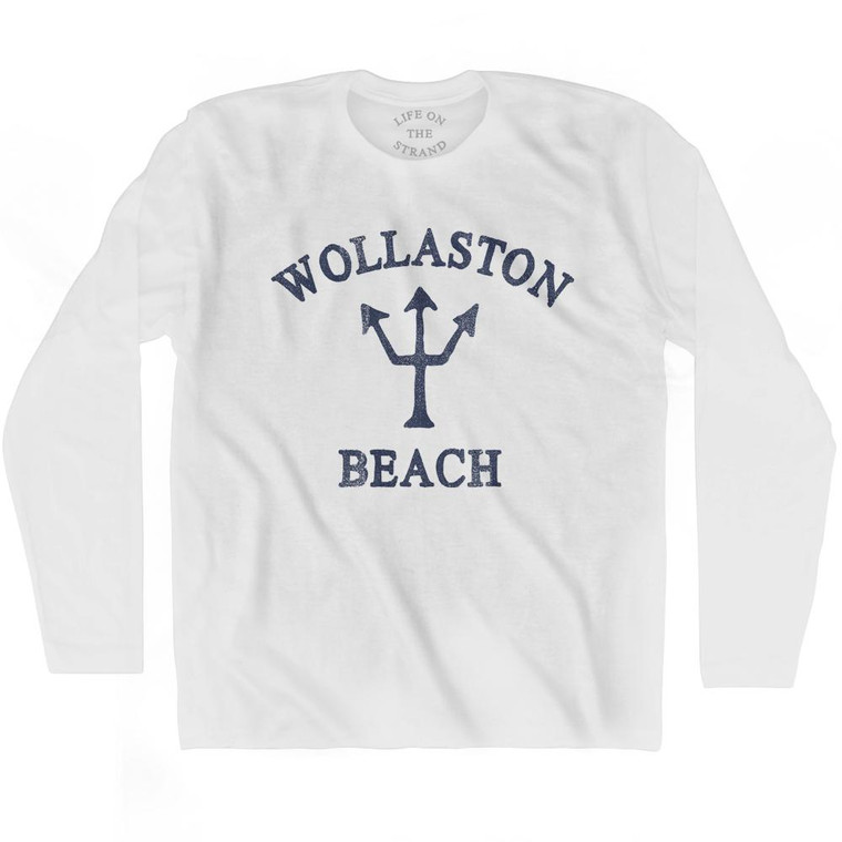 Massachusetts Wollaston Beach Trident Adult Cotton Long Sleeve T-Shirt by Life on the Strand