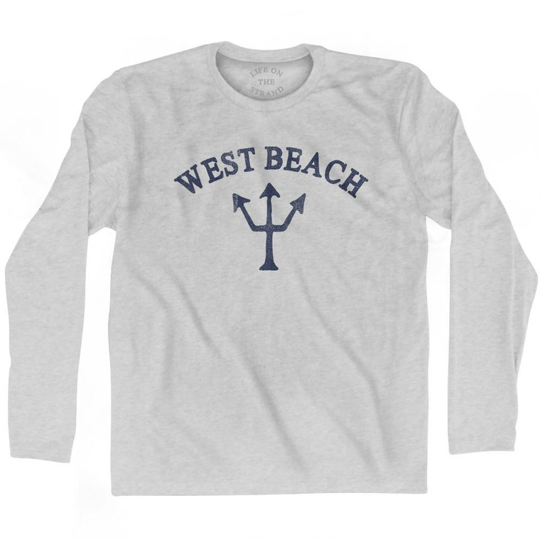 Massachusetts West Beach Trident Adult Cotton Long Sleeve T-Shirt by Life on the Strand