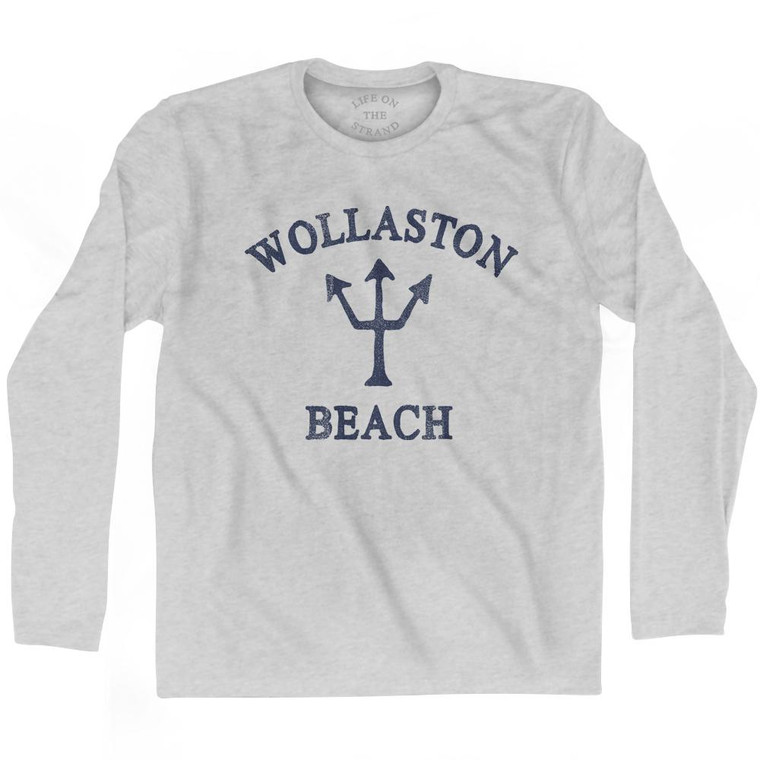 Massachusetts Wollaston Beach Trident Adult Cotton Long Sleeve T-Shirt by Life on the Strand
