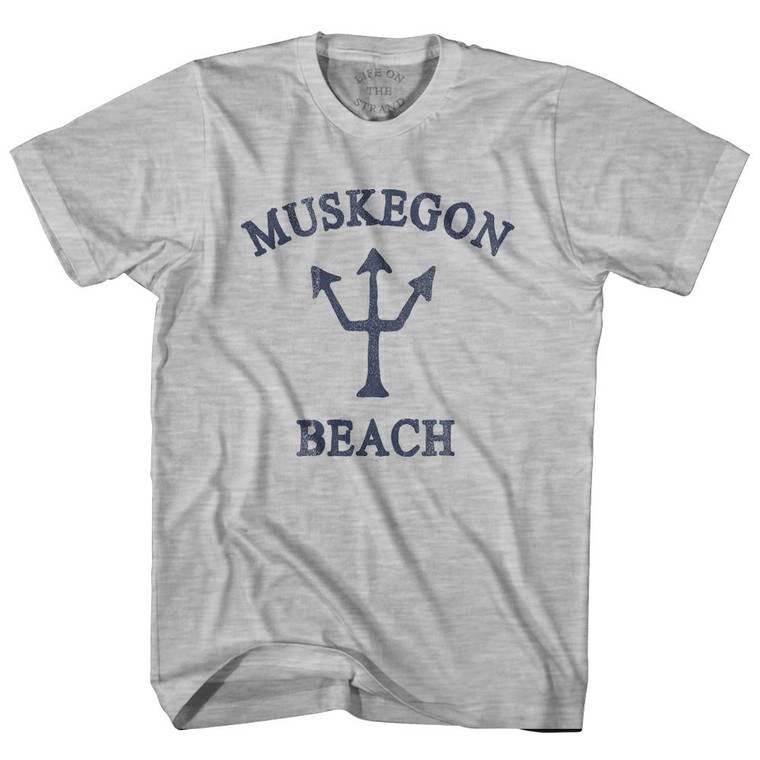 Michigan Muskegon Beach Trident Adult Cotton T-Shirt by Life on the Strand