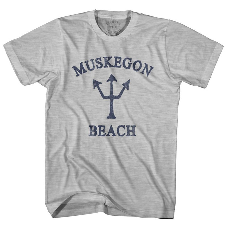 Michigan Muskegon Beach Trident Womens Cotton Junior Cut T-Shirt by Life on the Strand