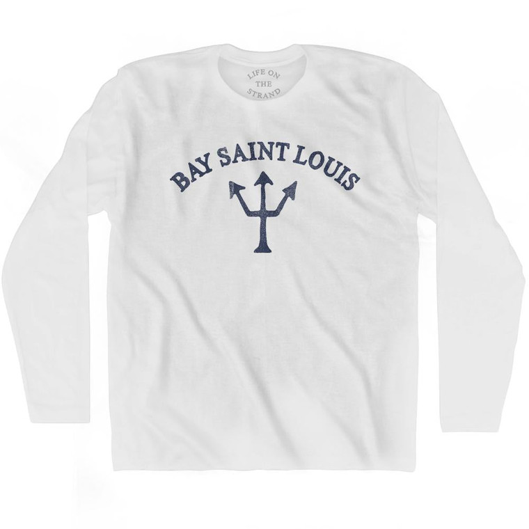 Mississippi Bay Saint Louis Trident Adult Cotton Long Sleeve T-Shirt by Life on the Strand