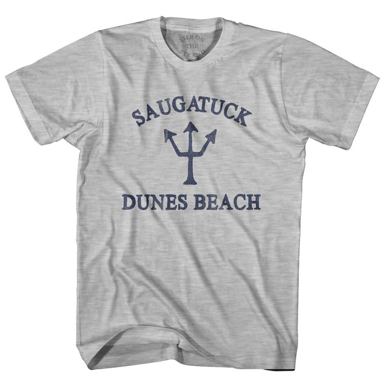 Michigan Saugatuck Dunes Beach Trident Adult Cotton T-Shirt by Life on the Strand