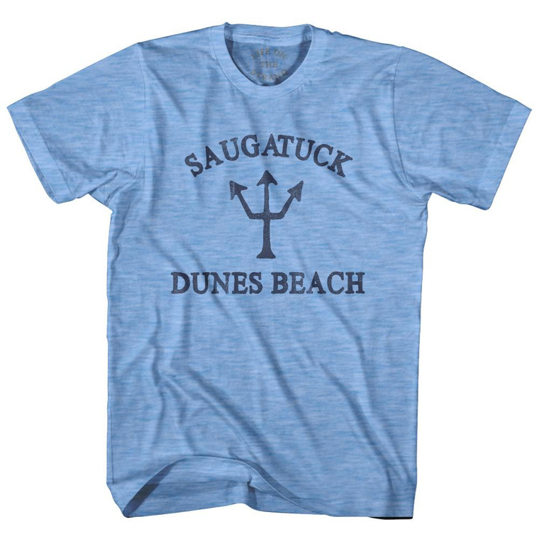 Michigan Saugatuck Dunes Beach Trident Adult Tri-Blend T-Shirt by Life on the Strand