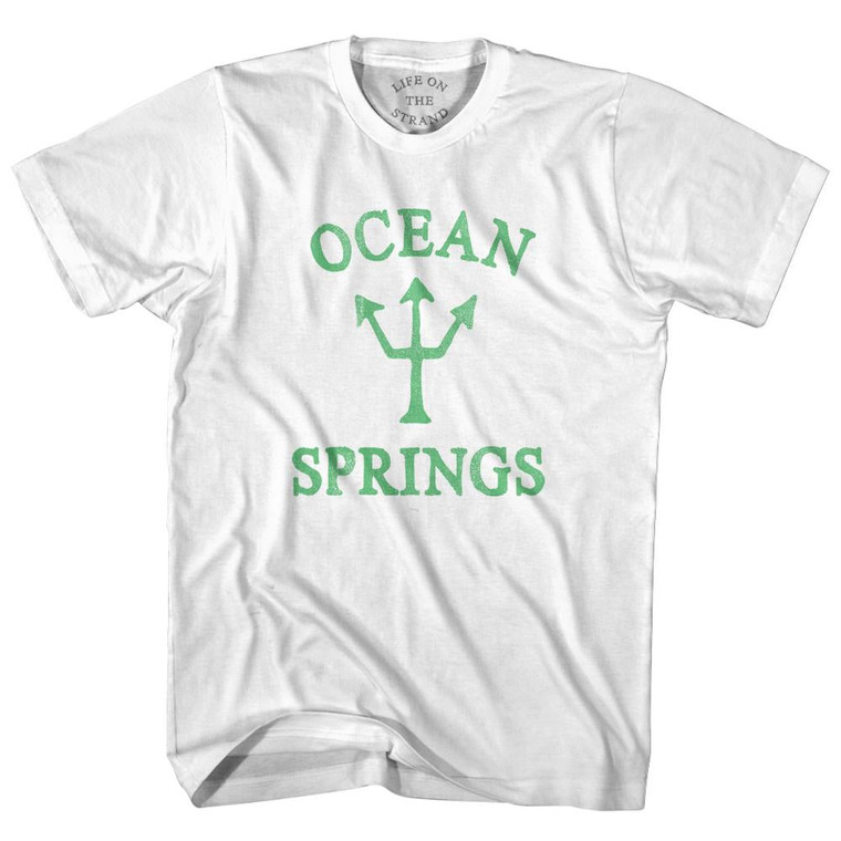 Mississippi Ocean Springs Emerald Art Trident Womens Cotton Junior Cut T-Shirt by Life on the Strand