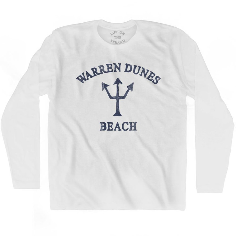 Michigan Warren Dunes Beach Trident Adult Cotton Long Sleeve T-Shirt by Life on the Strand