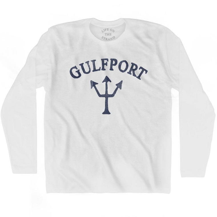 Mississippi Gulfport Trident Adult Cotton Long Sleeve T-Shirt by Life on the Strand
