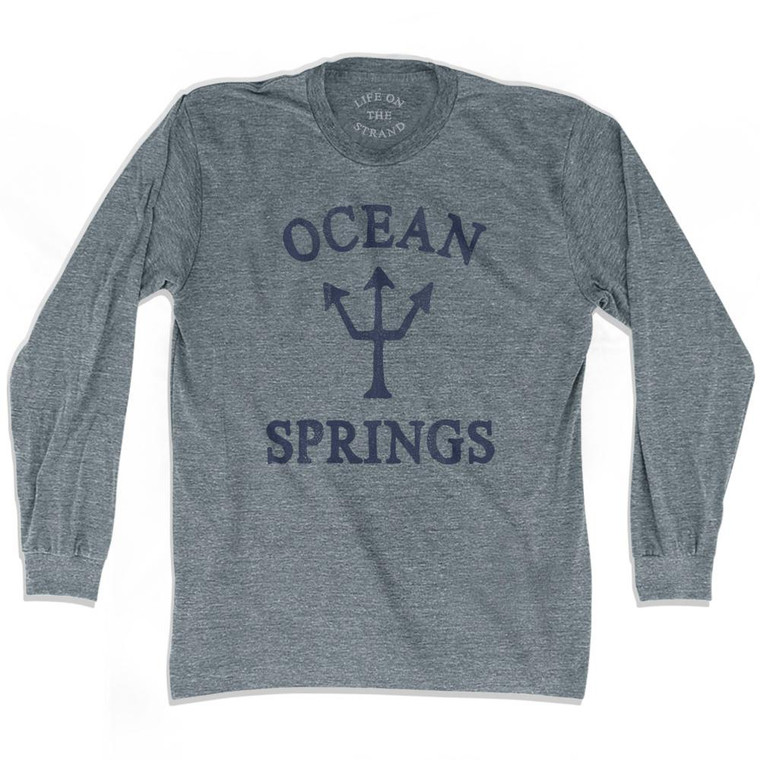 Mississippi Ocean Springs Trident Adult Tri-Blend Long Sleeve T-Shirt by Life on the Strand