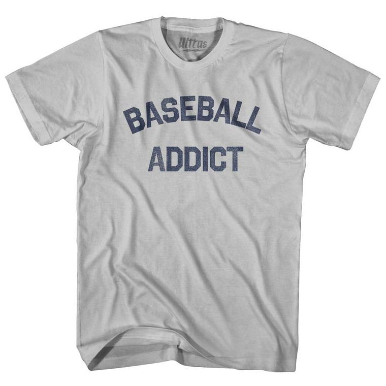 Baseball Addict Adult Cotton T-shirt - Cool Grey