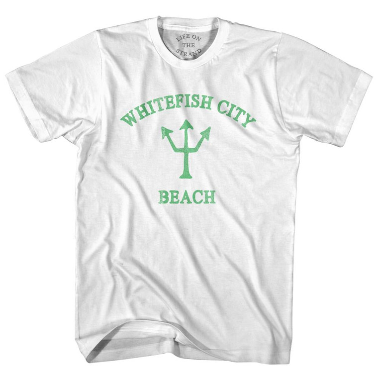 Montana Whitefish City Beach Emerald Art Trident Womens Cotton Junior Cut T-Shirt by Ultras