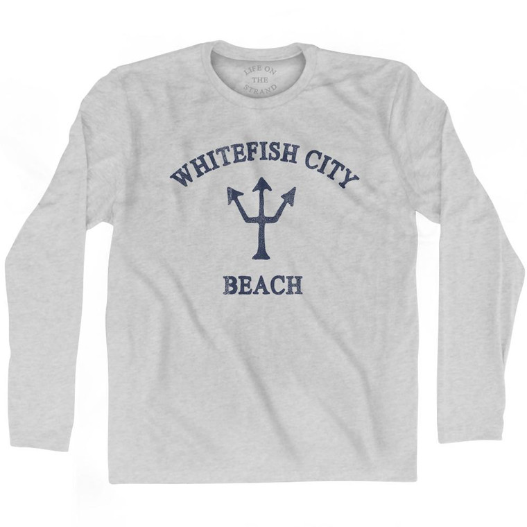 Montana Whitefish City Beach Trident Adult Cotton Long Sleeve T-Shirt by Ultras