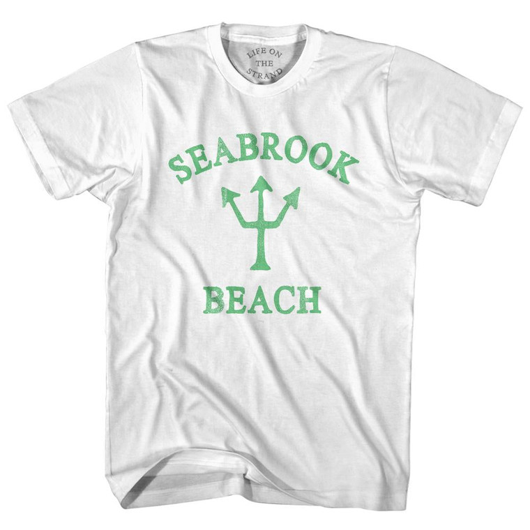 New Hampshire Seabrook Beach Emerald Art Trident Adult Cotton T-Shirt by Ultras