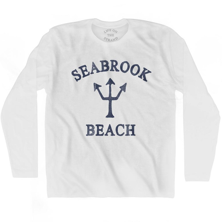 New Hampshire Seabrook Beach Trident Adult Cotton Long Sleeve T-Shirt by Ultras