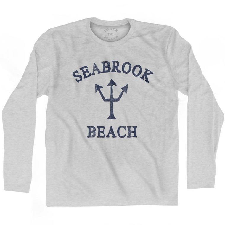 New Hampshire Seabrook Beach Trident Adult Cotton Long Sleeve T-Shirt by Ultras