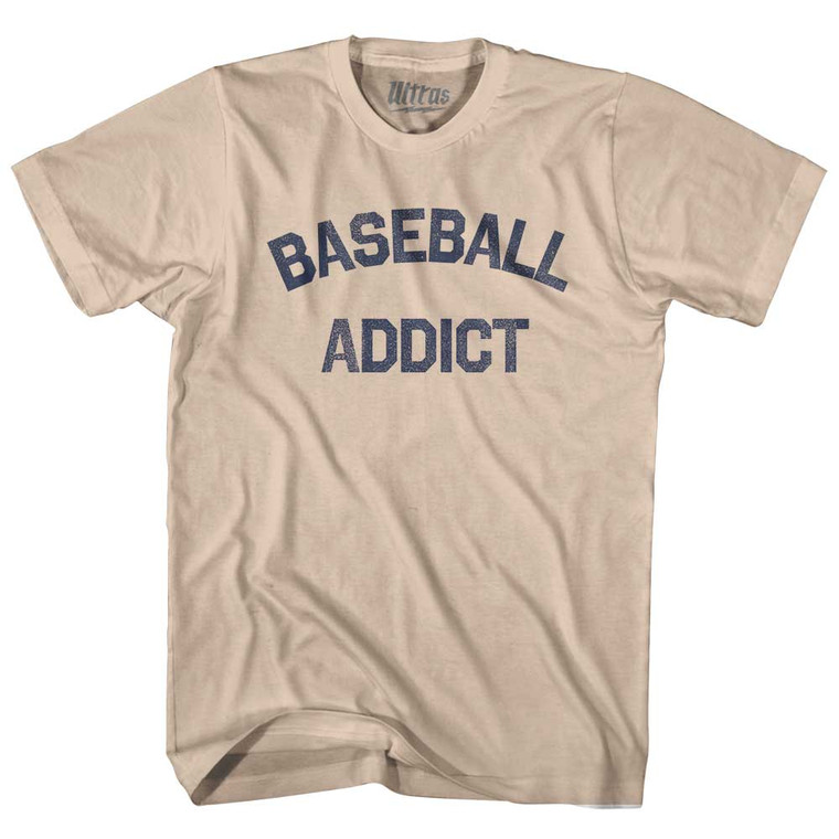 Baseball Addict Adult Cotton T-shirt-Creme