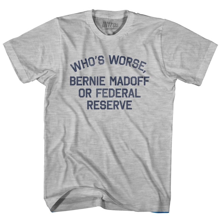 Who's Worse, Bernie Madoff or Federal Reserve Womens Cotton Junior Cut T-Shirt by Ultras