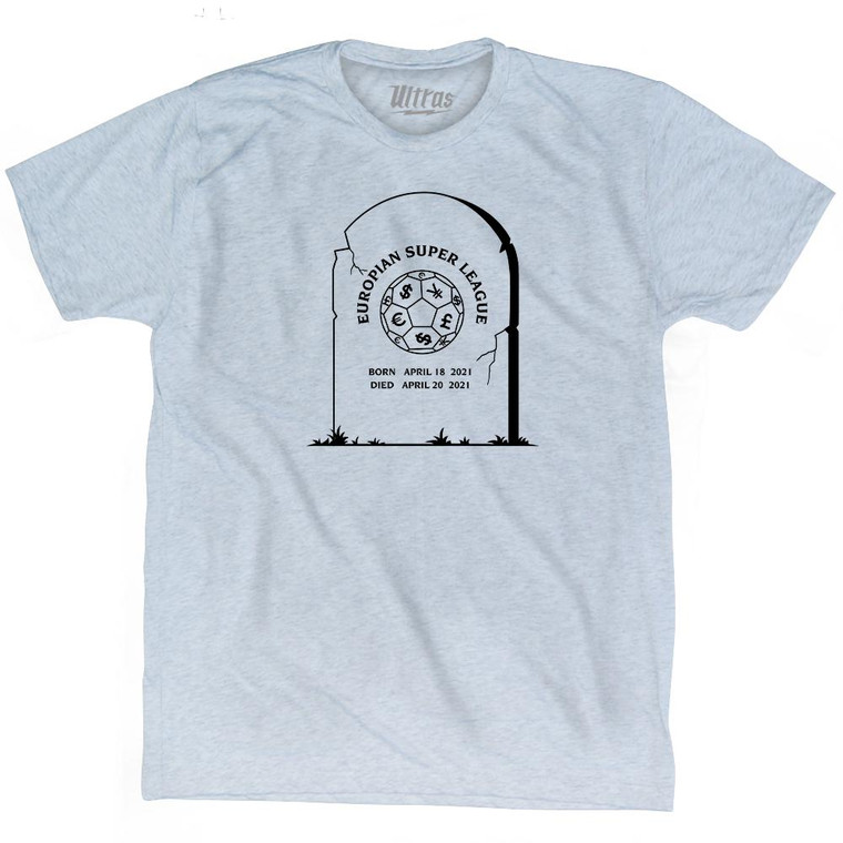European Super League Tombstone Soccer Adult Tri-Blend T-Shirt by Ultras
