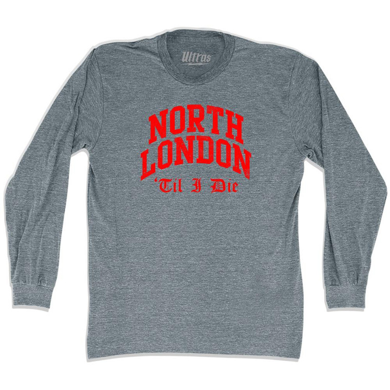 ARS Red North London Soccer Adult Tri-Blend Long Sleeve T-Shirt by Ultras