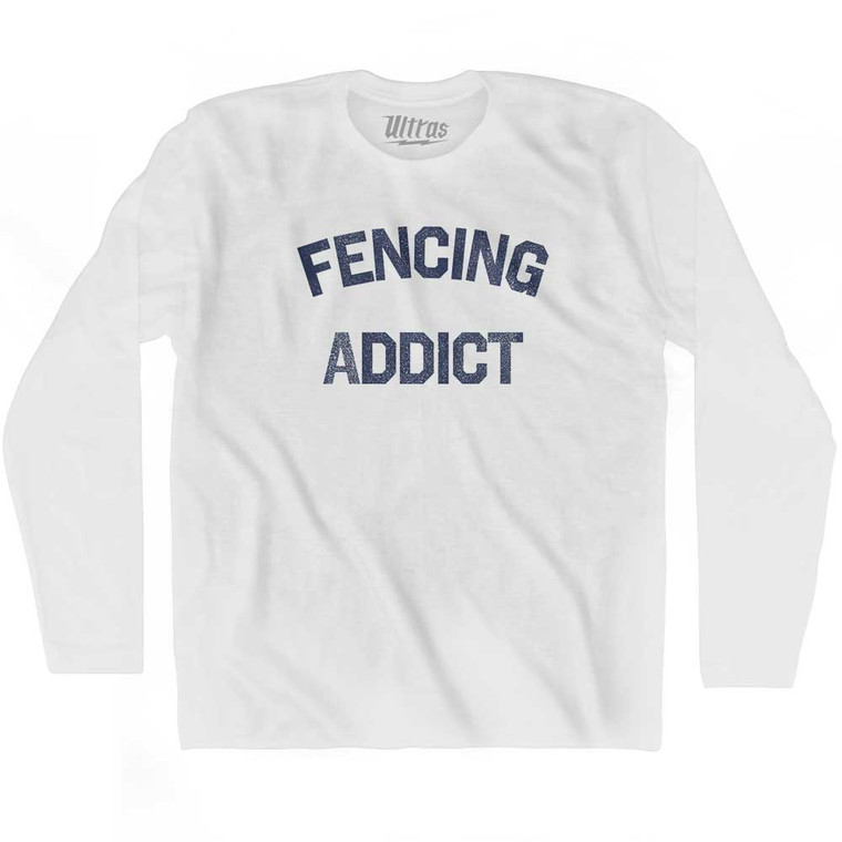 Fencing Addict Adult Cotton Long Sleeve T-shirt - White
