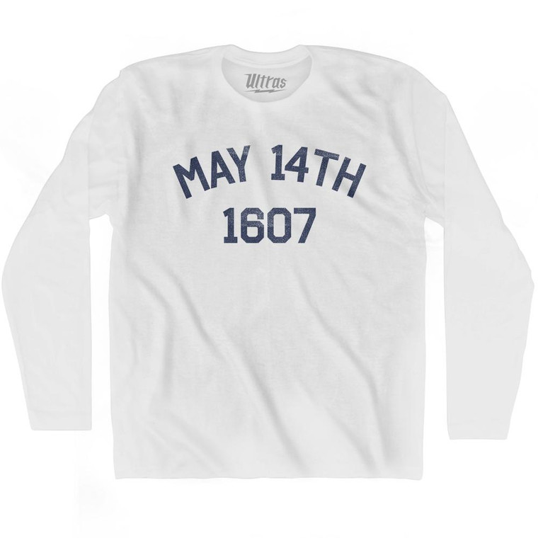 May 14th 1607 Jamestown Settlement Adult Cotton Long Sleeve T-shirt by Ultras