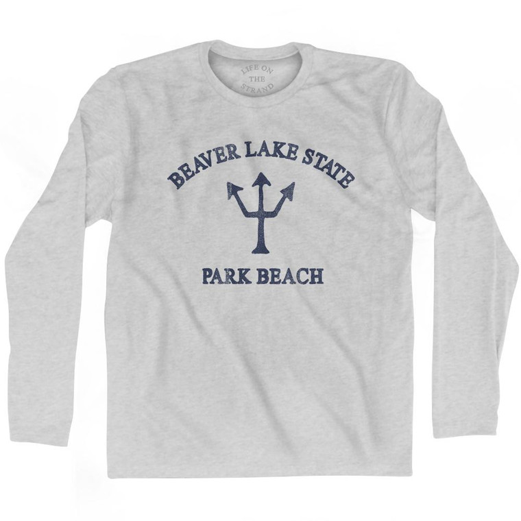 North Dakota Beaver Lake State Park Beach Trident Adult Cotton Long Sleeve T-Shirt by Ultras